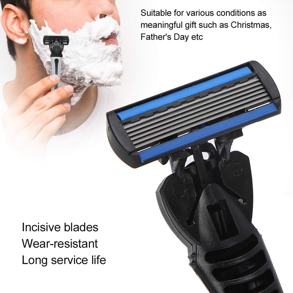 6-Layers Safety Razor Set High Quality Men Razor Sharp Stainless Steel Shaving Changeable Shaver Head Blade