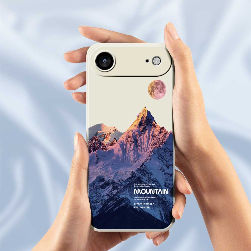 For iPhone 17 Air Case Blue Snow Mountain Pattern Printing Straight Edge TPU Phone Back Cover