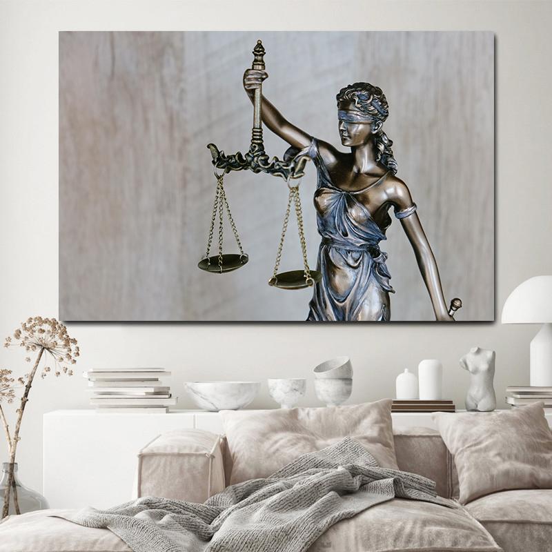 Vintage Lady Justice Canvas Prints Balance Scales HD Pictures Canvas Painting Posters Wall Art Lawyer Office Decor Lawyer Gift