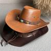 Vintage Western Cowboy Hats Solid Color Dress Hats Casual Tibetan Style Top Hat  Unisex