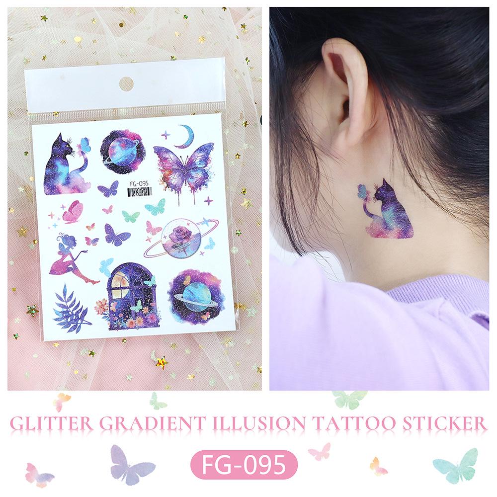 Waterproof Gradient Butterfly & Moon Goddess Tattoo Stickers
