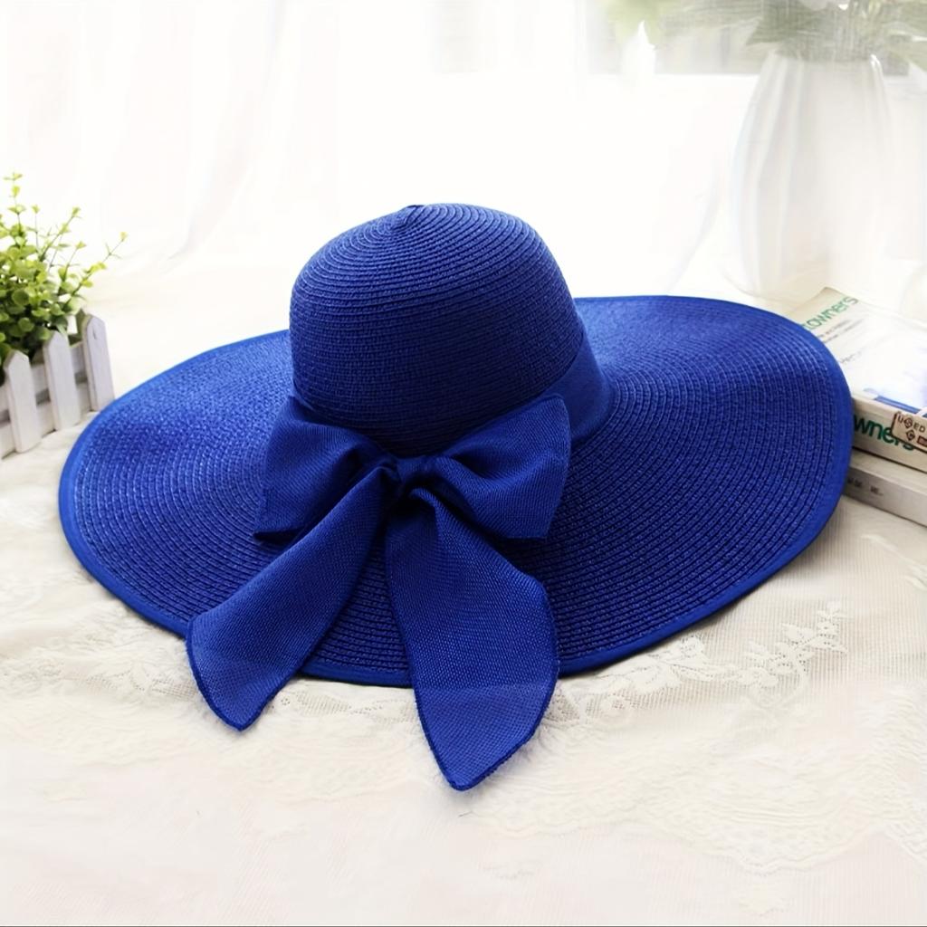 Large Lightweight Polyester Women's Wide-Brimmed Straw-Style Hat | Foldable, Adjustable Drawstring, Breathable, All-Season for Outdoor Activities
