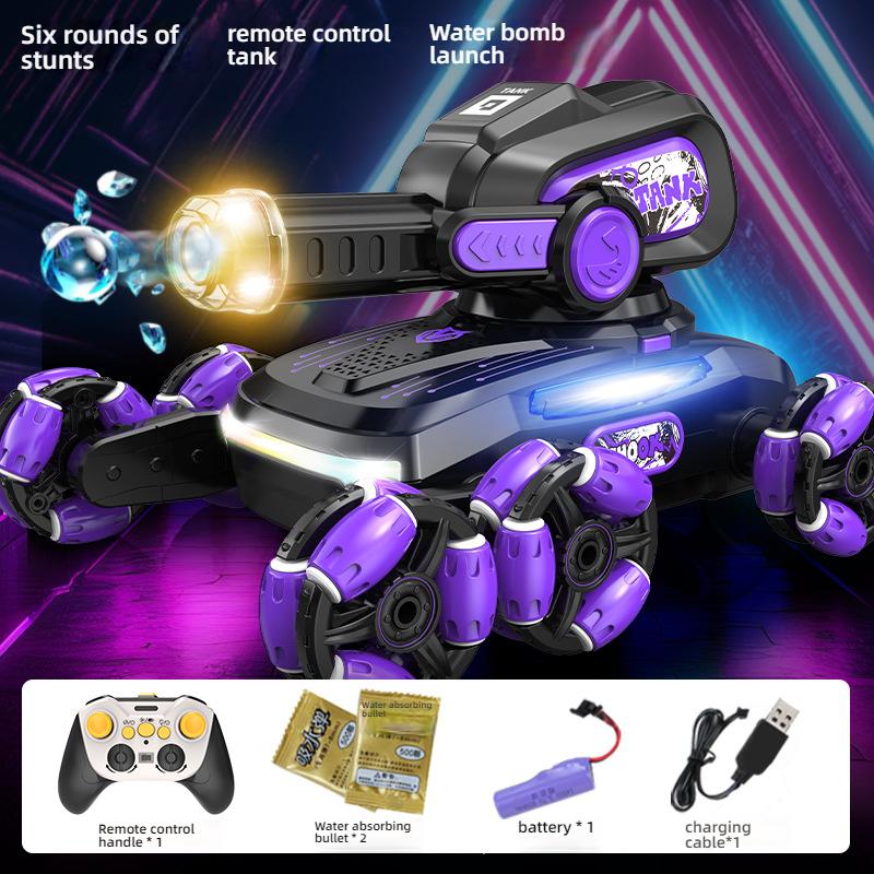 Eight-Wheel Stunt Remote Control Tank Car, Can Launch Water Bombs, Climbing Off-Road Gesture Sensing Toy Car