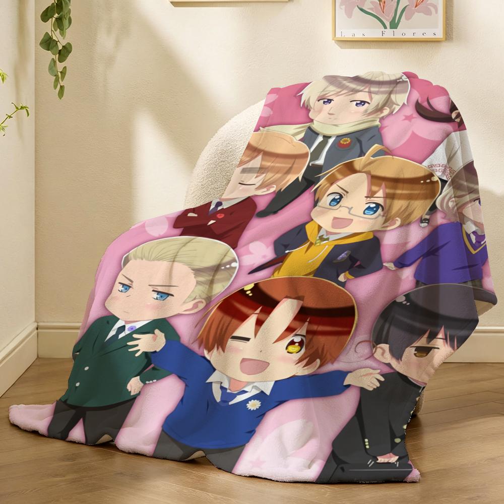 H-Hetalia W-World Stars Throw Soft Flannel Throw Blanket, Lightweight Breathable Summer Nap Blanket For Home Travel Cozy Decor 75X95CM