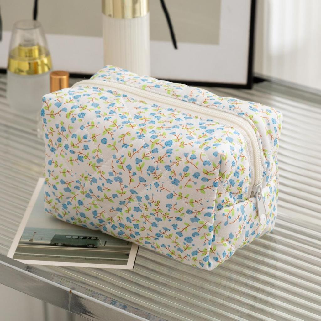 Módny štvorcový dámsky clutch taštička na make-up prenosná roztomilá dámska kozmetická toaletná taštička kabelka so zipsom s potlačou mašle