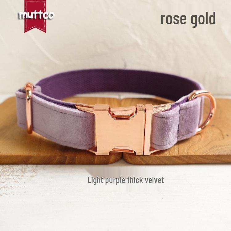 MUTTCO Thick Fleece Dog Collar & Leash Set, Double Layer, Pull-Resistant, Zinc Alloy, UDC-082M M