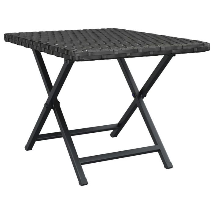 VidaXL Folding Table Black 45x35x32 Cm Braided Resin, Folding Table, Table, Patio Furniture, Garden Furniture, Furniture 362251