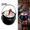 Indoor Halloween Scene Layout Cauldron Light, Color Changing Glowing Pumpkin Skull Hanging Scary Head Decor Decor, Spooky Yard Prop for Party Outdoor