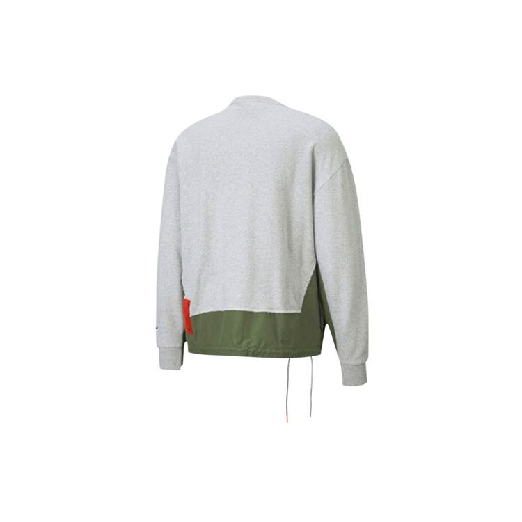 Puma X Attempt Joint Patchwork Casual Crew Neck Sweatshirt Men Sweatshirt Light-Mixed-Grey 598273-04