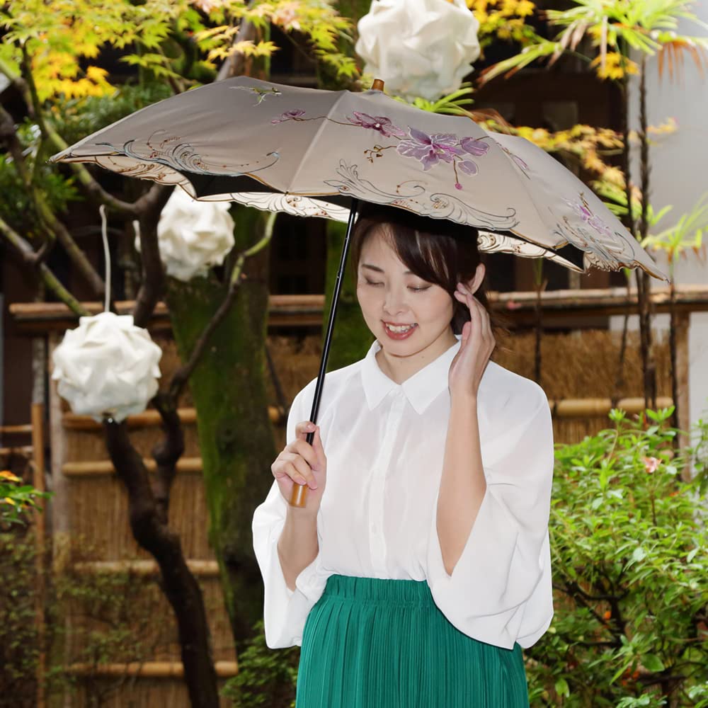 Actress Long Short Folding Shop Complete Heat UV Frog Umbrella for Sunny and Rainy Special Double Fully Embroidered Parasol, Parasol, Premium,