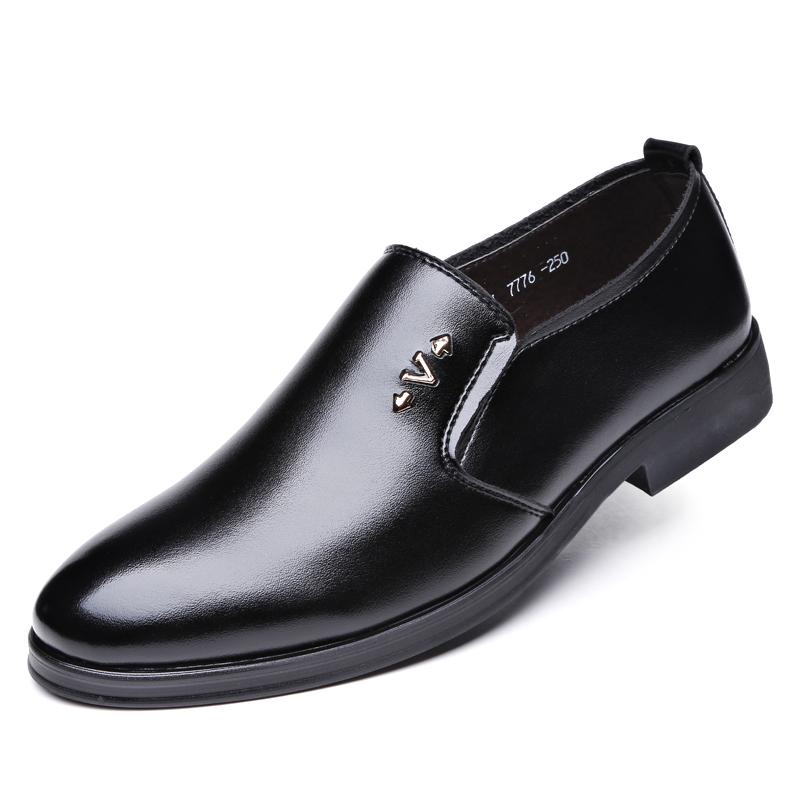 High Quality Leather Men Formal Shoes Men's Business Shoes Casual Loafers Dress Moccasins Breathable Slip On Black Driving Shoes
