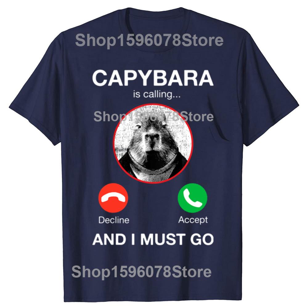 

Funny Capybara Is Calling and I Must Go T Shirt Anime Graphic T Shirts Unisex Womens Cotton Short Sleeves Euro Sized Tee Shirt S