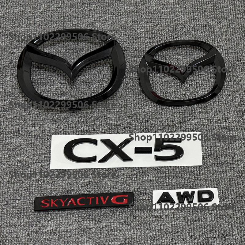 Für Mazda 2022-2025 CX-5 schwarzes Frontlogo CX5 Hecklogo, SKYACTIV G AWD Auto Buchstaben Ersatz Abzeichen Logo Kofferraum Dekorativer Aufkleber