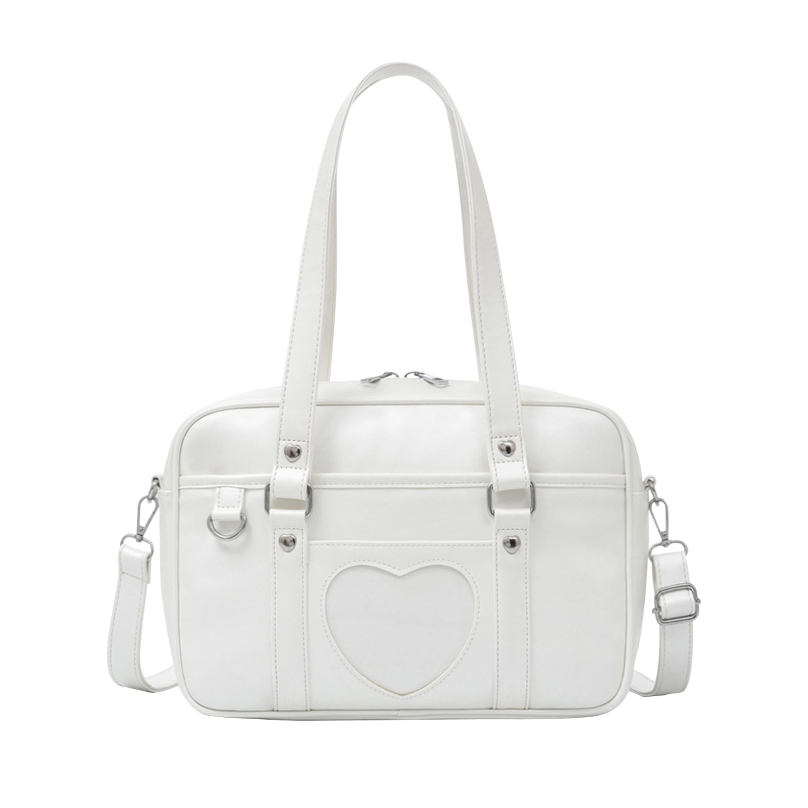 

School Bag A4 Boston Bag Synthetic Leather High School Student Heart Shape School Uniform JK Stylish Cute Shoulder Bag [Manatsulife] 3-way -TB02-