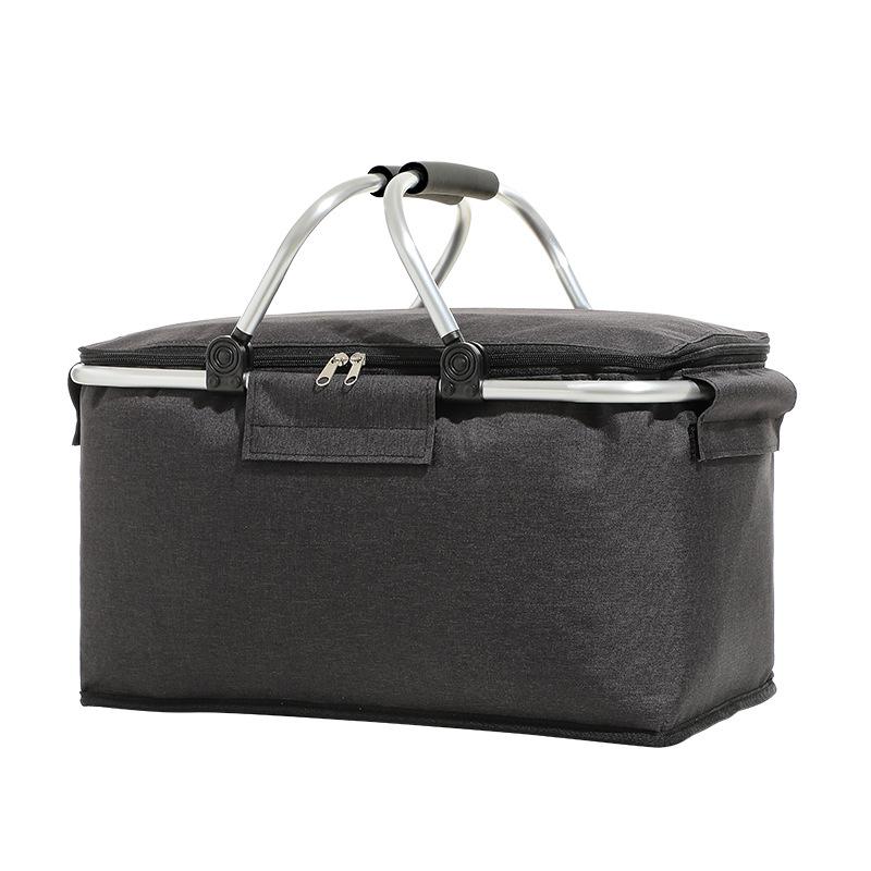 Oxford Fabric Portable Picnic Basket with Handle Foldable Insulated Storage Bag Large Capacity for Outdoor Camping Grocery Shopping