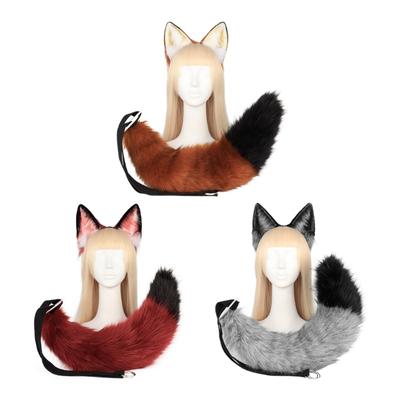 Faux Fur Fox Tail and Headband Ears Kit for Halloween Party Costume Xmas Toys