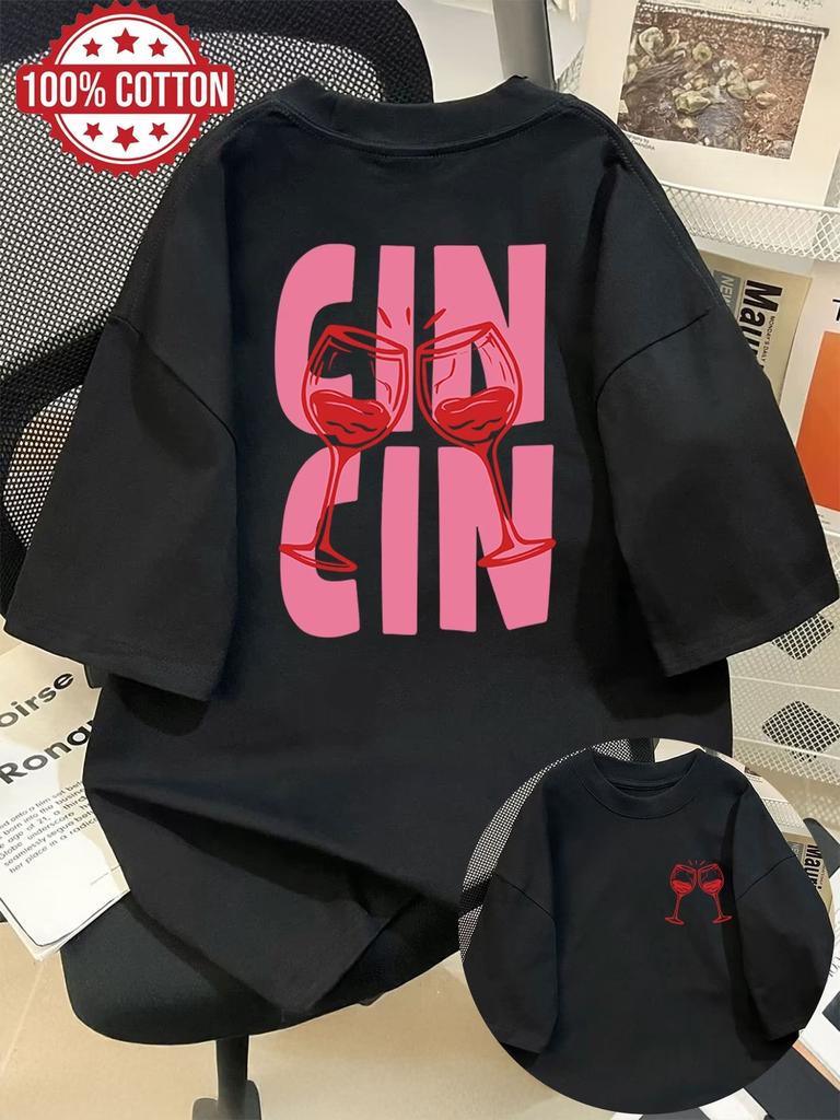 Loose 100% Cotton Y2k Vintage Drink T-Shirts Female Funny T Shirts Egirl Korean Fashion Graphic Tees Tops Women Clothing