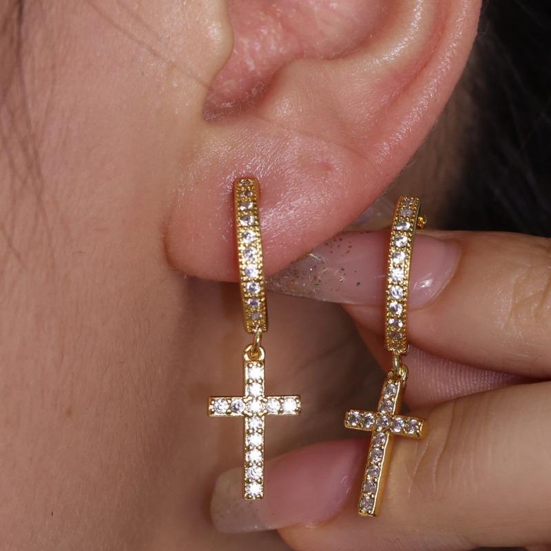 

Новая корейская тенденция циркон крест капля серьги для женщин модные серьги ювелирные изделия свадебные аксессуары