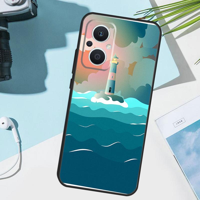 Abstract art highway lighthouse Cover For OPPO Reno 13 F 14 10 11 12 Pro 12F 11F 14F 7 8 Lite OPPO Find X8 X6 X5 X9 Pro Case