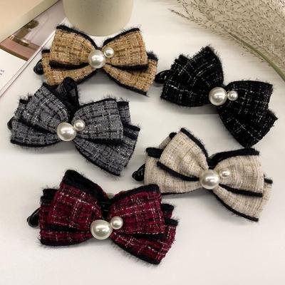 French Retro Bow Banana Clip for Women's High Ponytail - Fluffy Vertical Hairpin Accessory