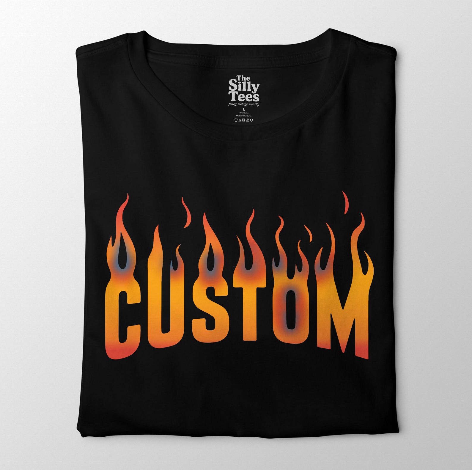 Custom Flame Name Shirt - Personalized Fire Font T-Shirt - Retro Hot Rod Graphic Tee - Custom Text Streetwear Shirt for Men and Women 3XL