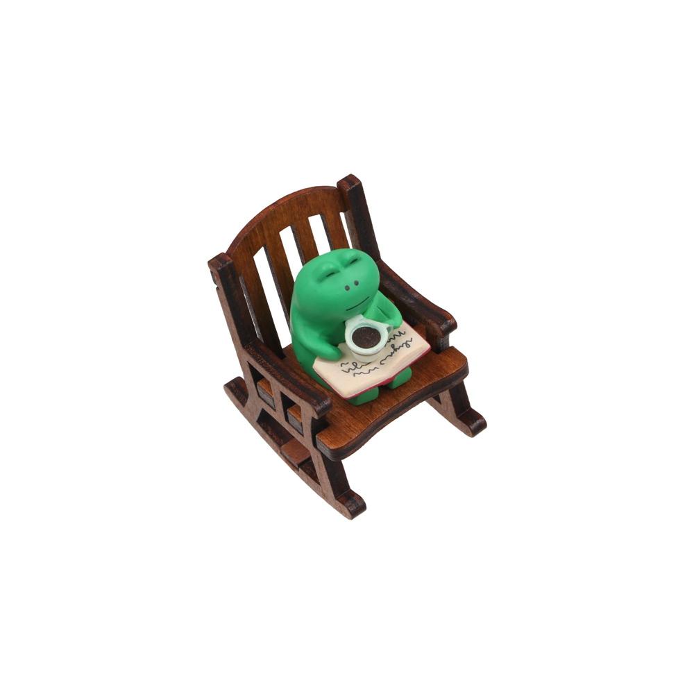 2PCs/set Cute Reading Frog Miniatures Mini Small Chair Ornaments Rocking Chair Frog Models  Home