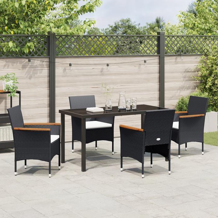 VidaXL Ensemble de jardin de 5 pièces en poly rotin noir 3379753
