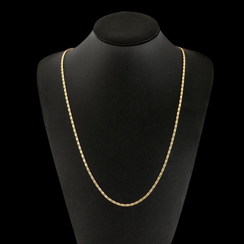 1pc Minimalist Golden-plated 2mm Flat Chain Necklace for Women Men, Exquisite Jewelry Gift