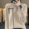 Damen Strickpullover in Übergröße mit hohem Kragen - Colorblock Lockerer Schnitt für Herbst/Winter