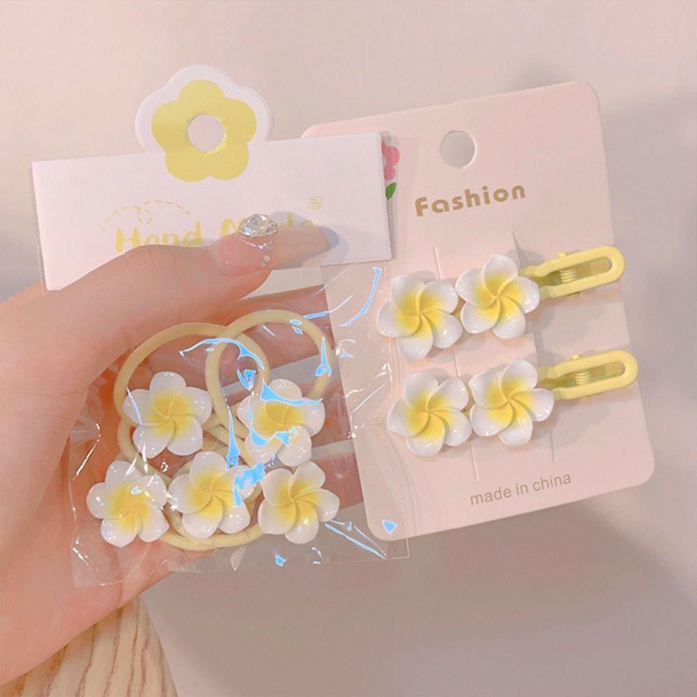 Hair Accessories Egg Flower BB Clip Hair Rope Flower Barrette Plumeria Flower Hair Clip  Kids Gift