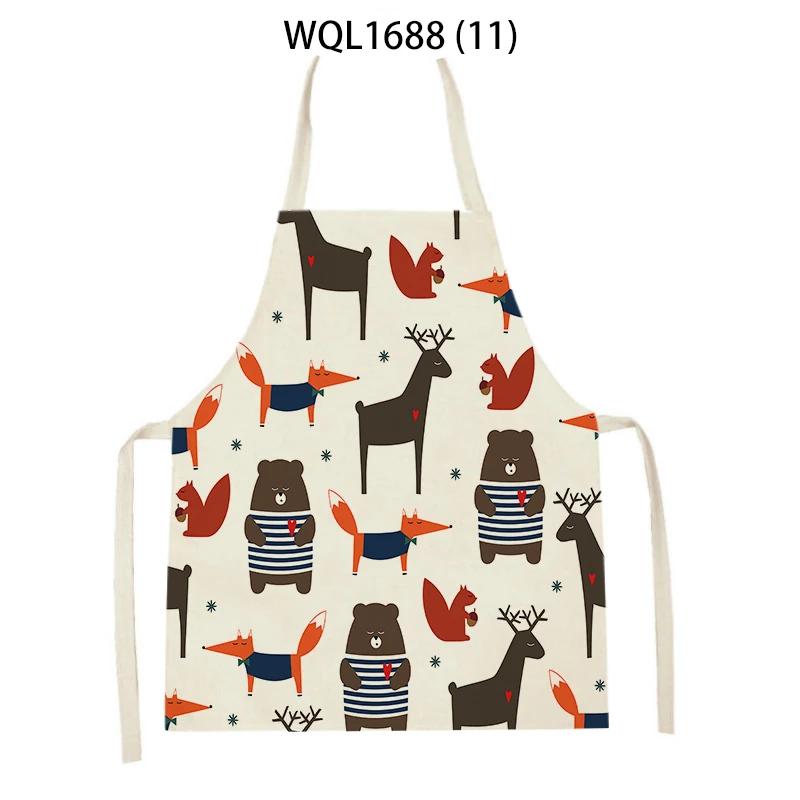 Süßes Fuchs-Muster Leinen Kochschürzen Frau Mann Reinigungs-Küchenschürzen Backzubehör Haushalts-Schürze Reinigungszubehör
