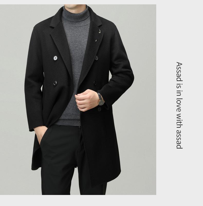 Men's Premium Double-Faced Wool Coat - Mid-Length, Autum/Winter Business Casual 100% Wool Overcoat