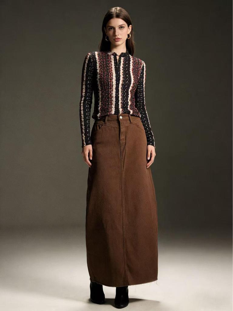 Summer Women's Loose Straight Denim Maxi Skirt - European/American Style