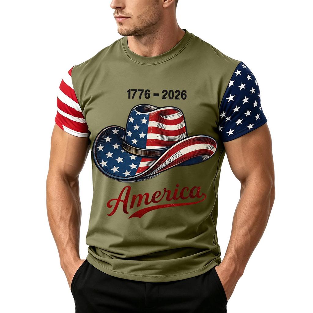 Herren Unabhängigkeitstag Flaggenprint Kurzarm T-Shirt, Locker Lässig Täglich Sommer Oberteile