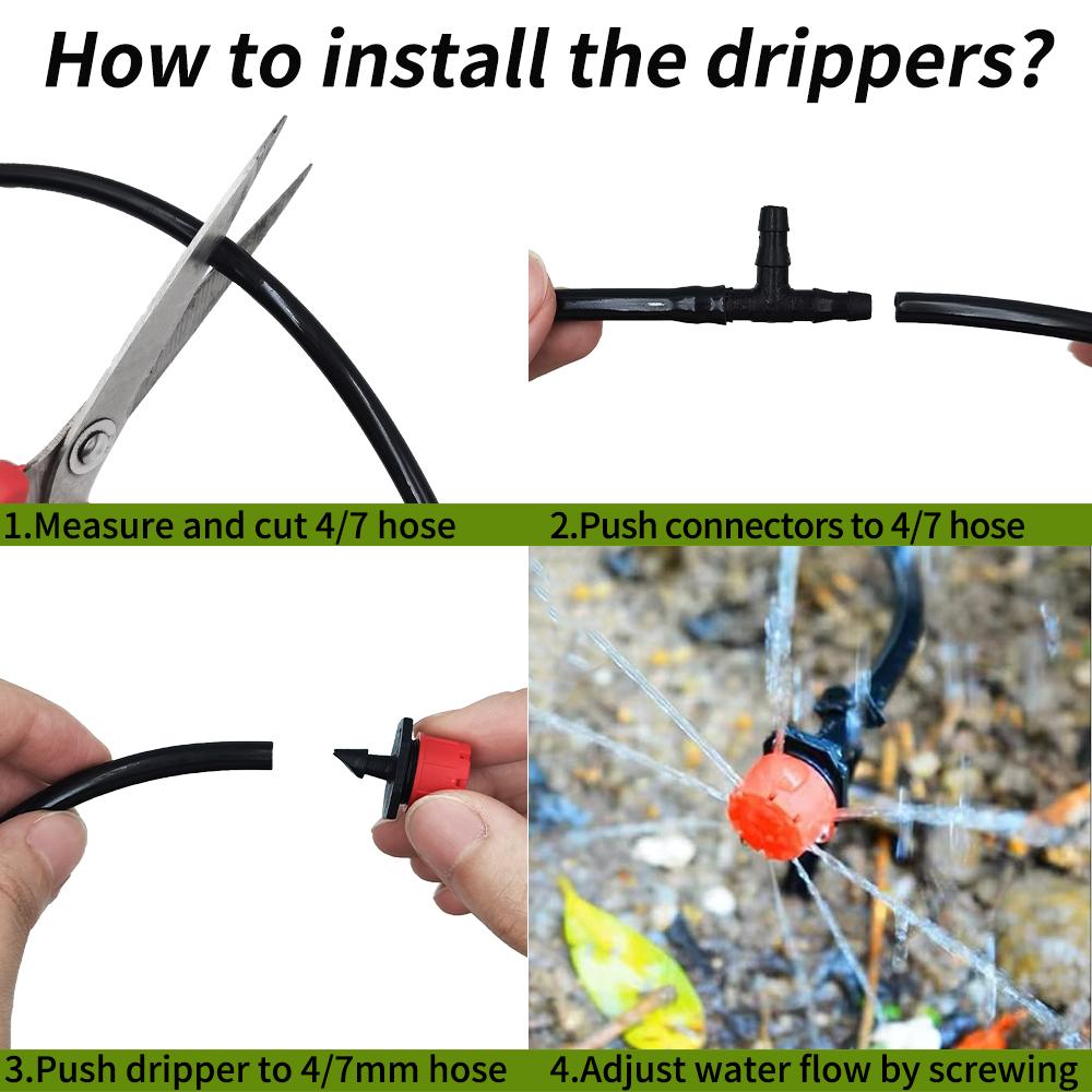 15M-25M Drip Irrigation Kit Automatic, Garden Watering System with Adjustable Drippers & 4/7'' Hose for Greenhouse