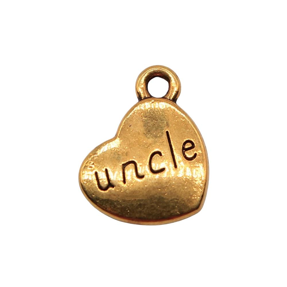 

10шт двусторонние подвески в виде сердца дяди, подвески, античное золото, цинковый сплав, 15х18 мм