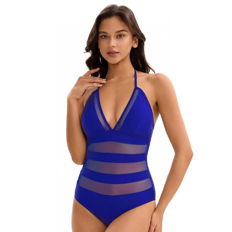 Costume da bagno intero sexy a triangolo da donna 1011 nuova moda e sottile tinta unita rete Europeo e Americano
