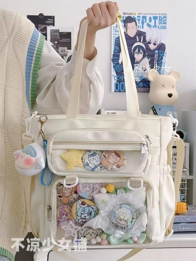 JIAERDI Transparent Blue Ita Bag Handbag Women Anime Portable Large Capacity Shoulder Tote Bag Female Nylon Crossbody Bags Girls