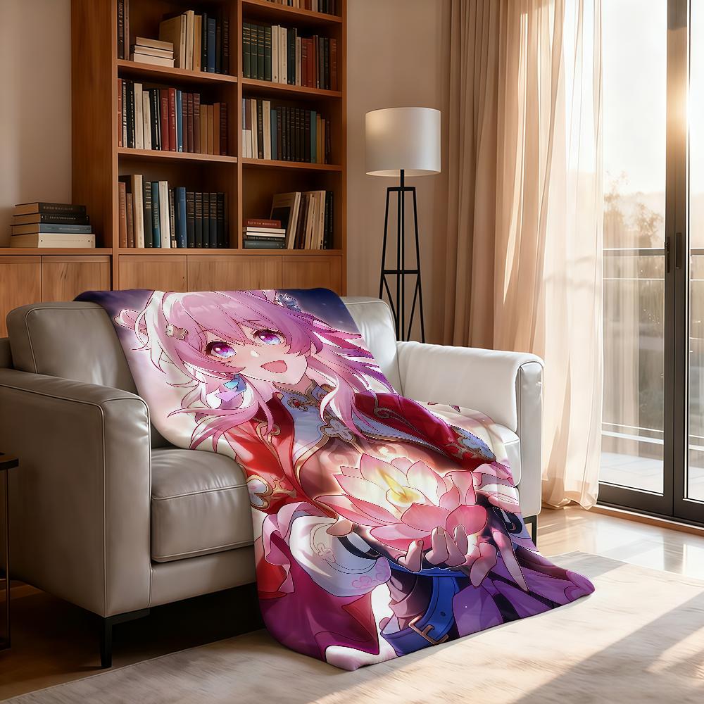 Game Honkai Star M March 7th Blanket Soft Throw Blanket for Home Bedroom Bed Sofa Picnic Travel Office Rest Cover Blanket Gift