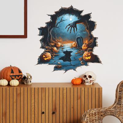 Halloween Creative Wall-breaking Pumpkin Stickers for Bedroom Living Room and Home Atmosphere Decoration