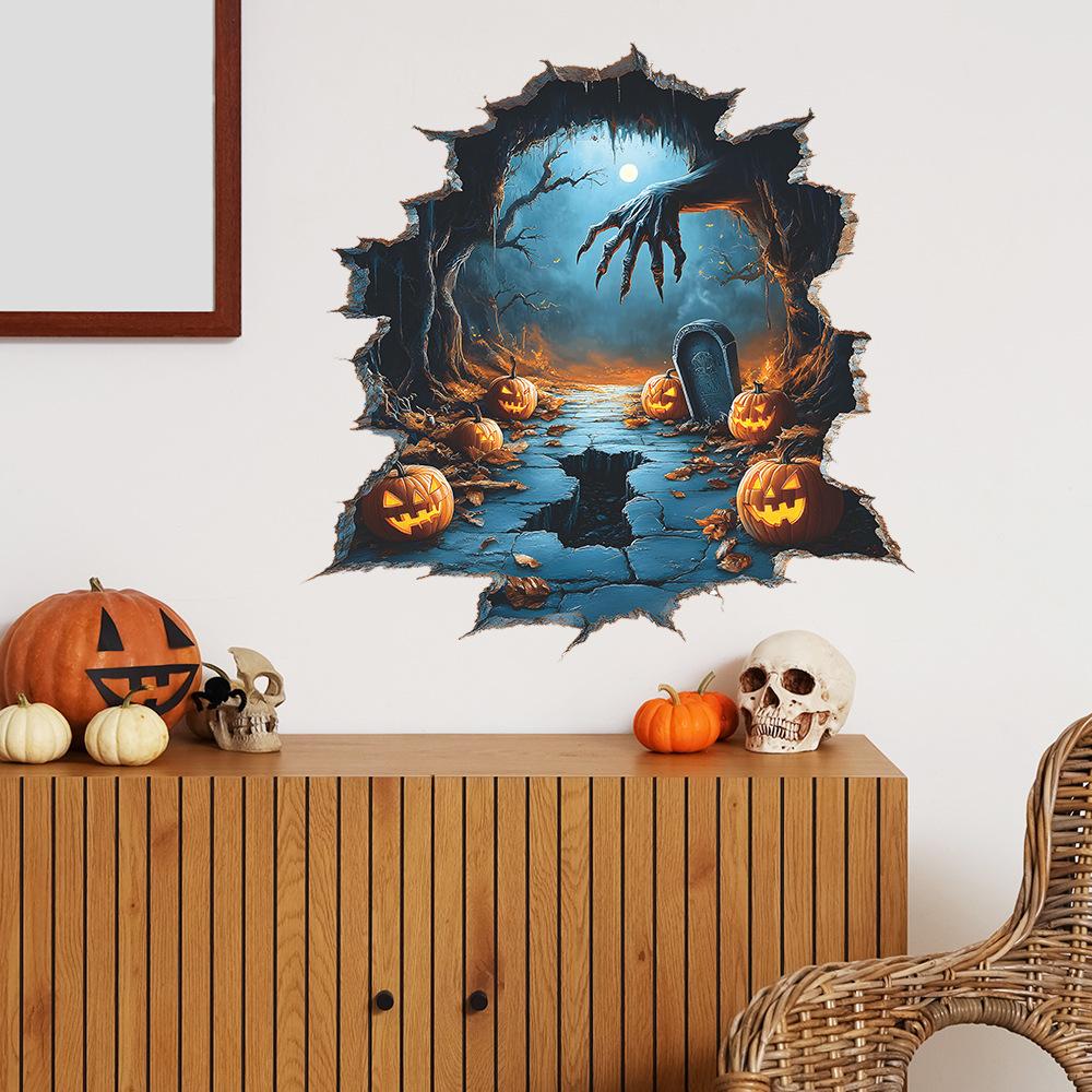 Halloween Creative Wall-breaking Pumpkin Stickers for Bedroom Living Room and Home Atmosphere Decoration