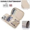 For iPhone 16 Pro Case RFID Blocking Zipper Wallet Leather + TPU Phone Cover with Shoulder Strap