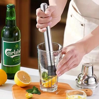 Macerador de Cócteles de Acero Inoxidable Triturador de Hielo Triturador de Fruta Tamper de Jugo Martillo de Limón Varilla Agitadora Prensa Manual de Hielo y Fruta Martillo Manual