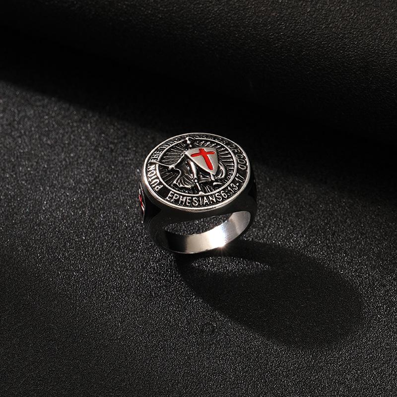 

Ретро кольцо с крестом в виде щита тамплиера: Уникальные украшения в европейском и американском стиле Size 7 античный серебряного