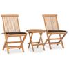 Day and Night - Day and Night Folding Garden Dining Set 3 Pieces Teak Wood Cushions