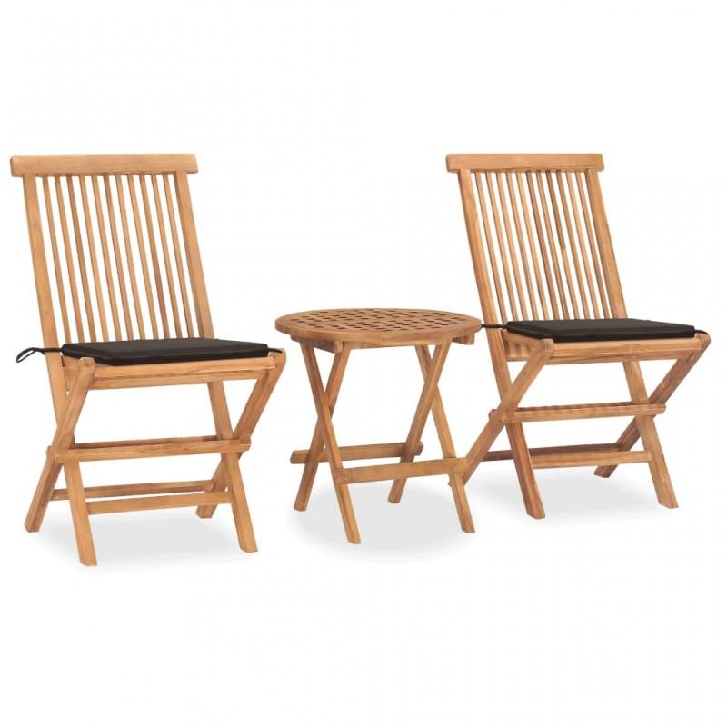 Day and Night - Day and Night Folding Garden Dining Set 3 Pieces Teak Wood Cushions