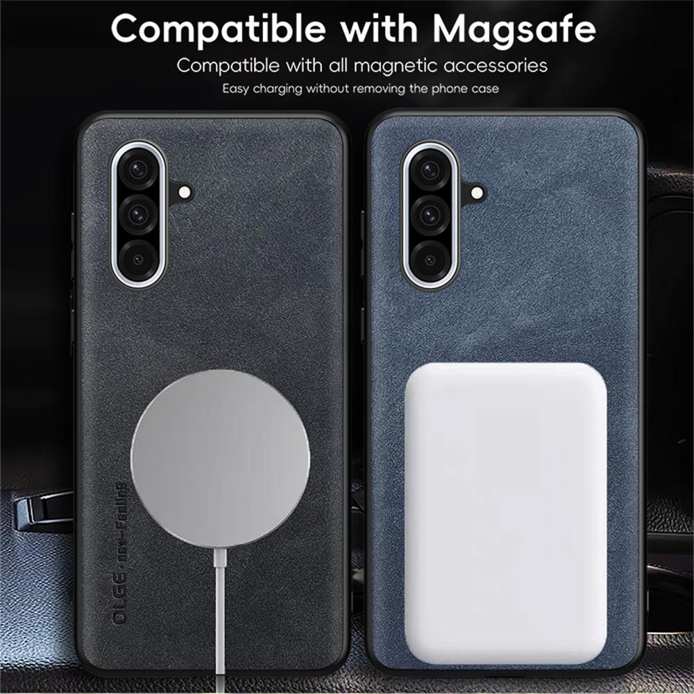 

WANLONFENG YBP Series For Samsung Galaxy A36 5G Magnetic Case with Tempered Glass Film PU+TPU Phone Cover Large Cutout Green