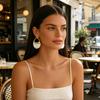 1 Pair Women Earrings Imitation Pearls Inlaid Drop Earrings with Ear Loop Daily Wear Party Dance Jewelry Gift
