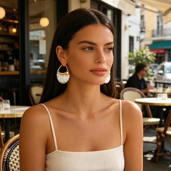 1 Pair Women Earrings Imitation Pearls Inlaid Drop Earrings with Ear Loop Daily Wear Party Dance Jewelry Gift
