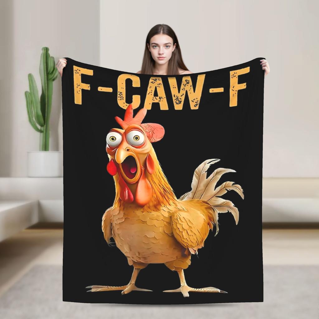 F-Caw-F Chicken Funny Fashion Blanket Fleece Decoration  Multi-function Lightweight Throw Fashion Blanket for Bed Bedroom Plush Thin Quilt